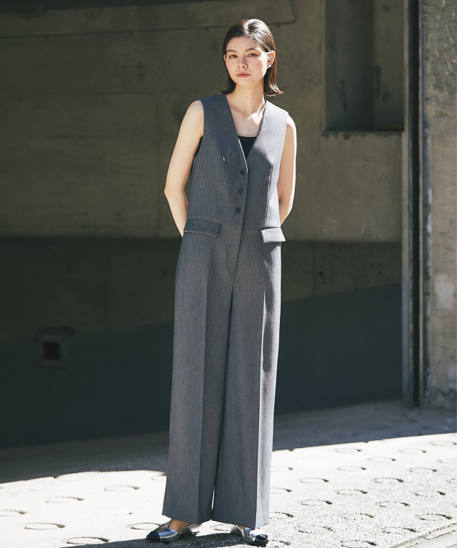 M・U・SPORTS 総柄ショートパンツオールインワンノースリーブつなぎ