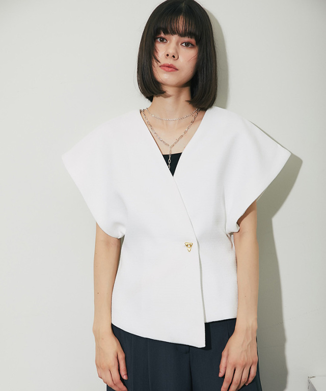 Christian Dior ノーカラージャケット ショート丈 黒 半袖 M