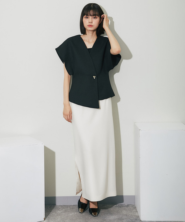 Christian Dior ノーカラージャケット ショート丈 黒 半袖 M