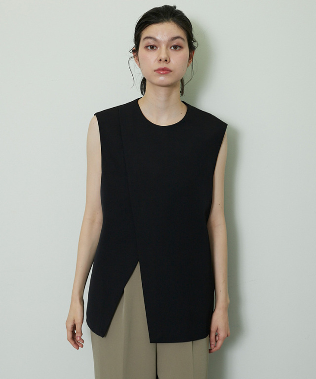 ノースリーブのラウンドネックジレ 【品番:so1-346】