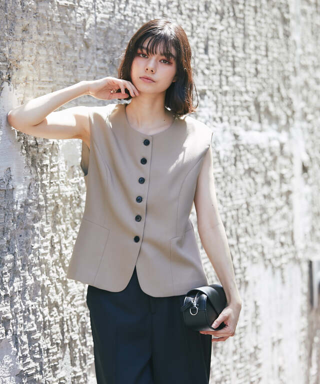 シルエットがきれいな2wayペプラムベスト – OURHOME