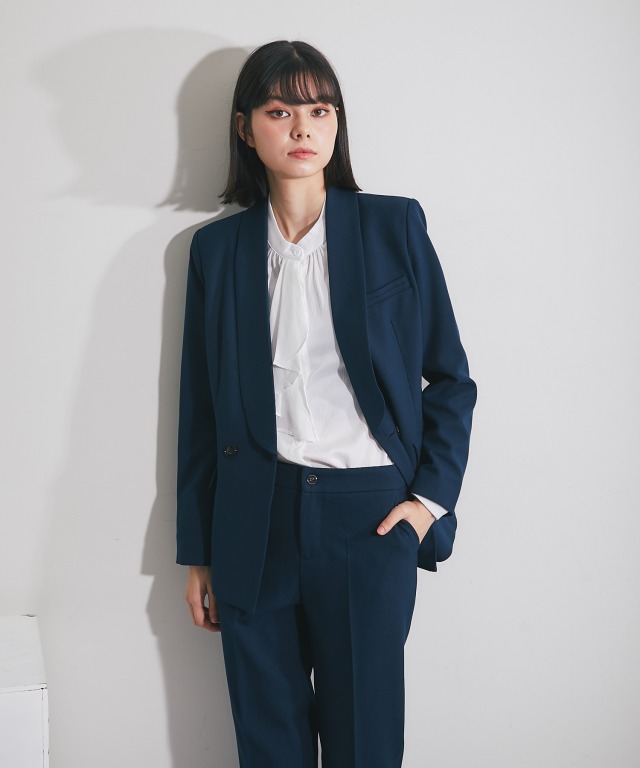 SMILE ORCHID ネイビー ダブルボタン パンツスーツ セット ダブルボタン付きジャケット＆スラックスパンツセットアップ