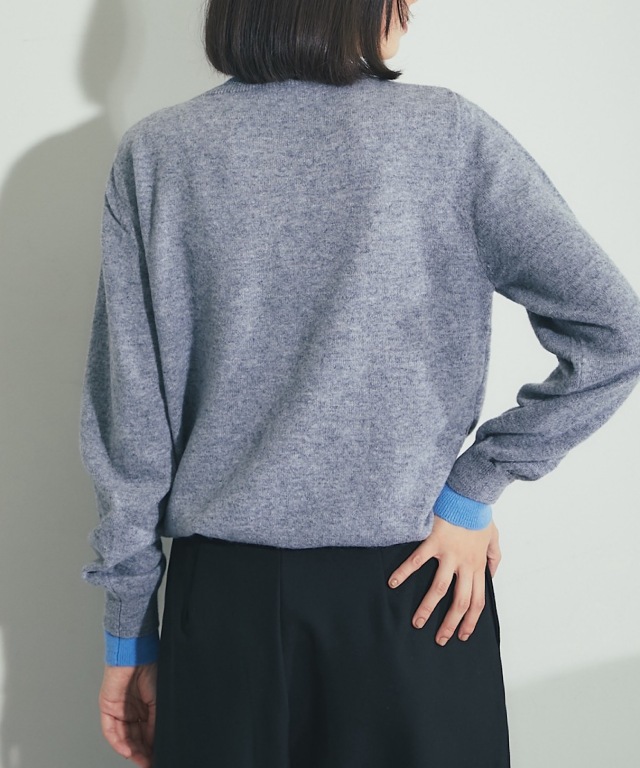 バイカラークルーネックウールニットカーディガン 【品番:so1-427】