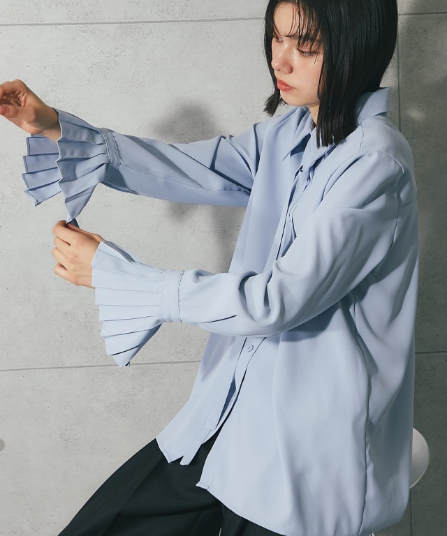 美品☆MUVEIL 袖プリーツ　シャツ　トップスS 楽天市場】袖プリーツ トップスの通販