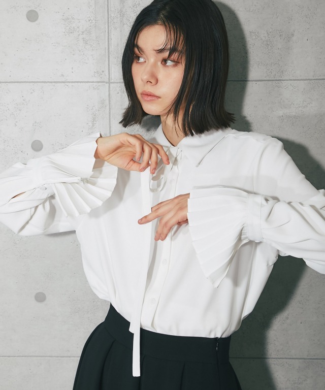 袖プリーツボウタイブラウス SMILE ORCHID【品番:so1-500】