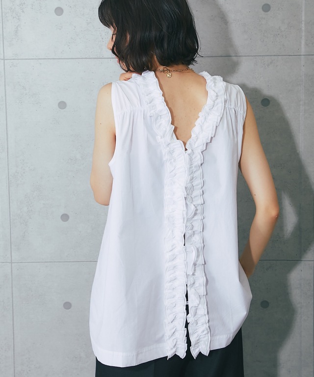 ホワイト フリル トップス COFREX】 Vネックフリル 長袖 レディースフリルシャツ(S ホワイト