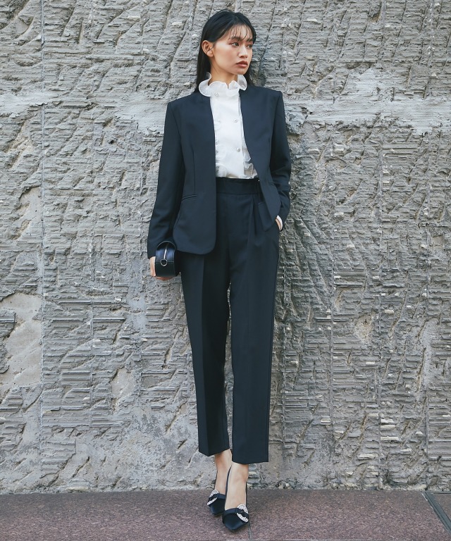 現行【theory セオリー】パンツスーツ TAILOR CREPE 黒（ラウンド  