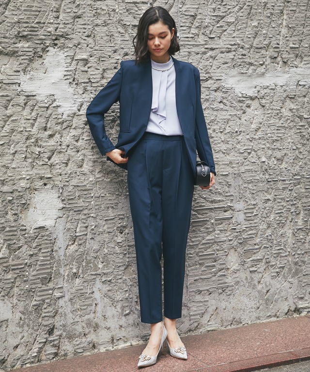 ノーカラージャケット＆テーパードパンツ2点セット 【品番:so1501】