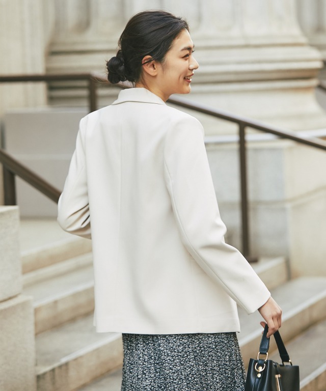 コットンのスーツ ベルト付きダブルジャケット＆スラックスパンツスーツセット【品番