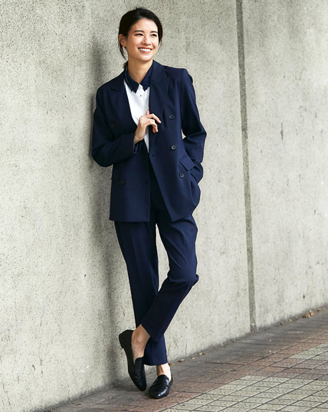 ダブルテーラードジャケット＆テーパードパンツスーツセット 【品番  