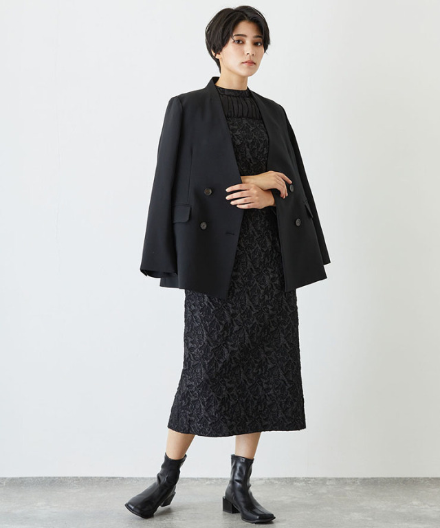 ノーカラーダブルジャケット 【品番:yimo00712】 SMILE ORCHID