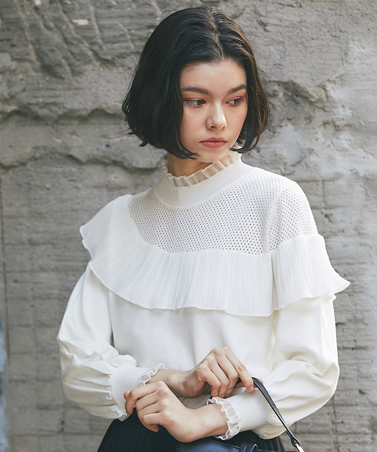 ケープ風フリル付きニット 【品番:so1-138】 SMILE ORCHID