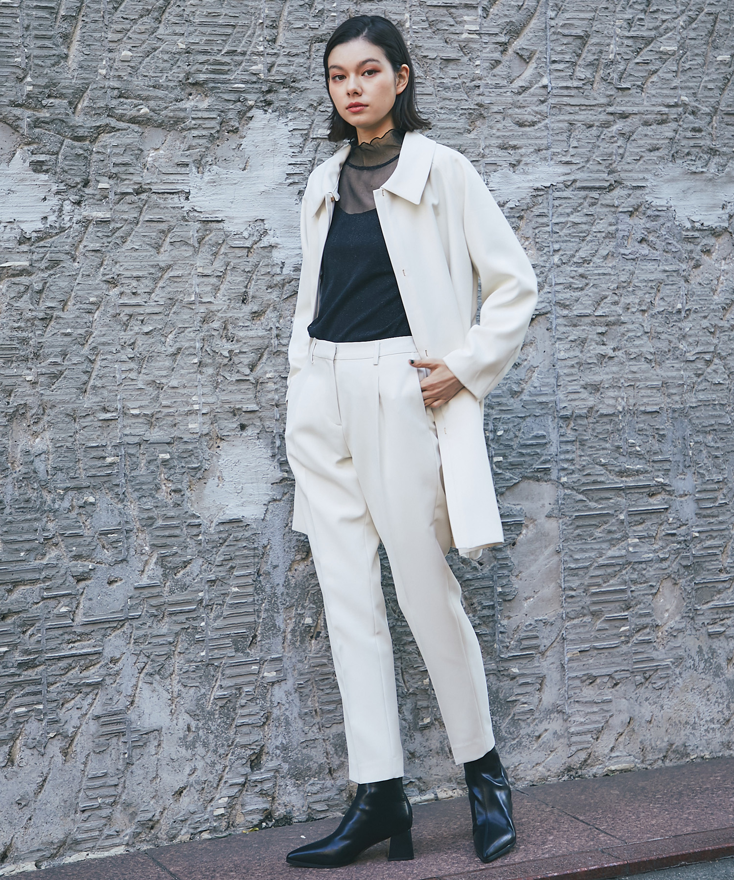 ウォッシャブルタイプ/手洗い可能 ) 2WAY付け襟付きコクーンライン