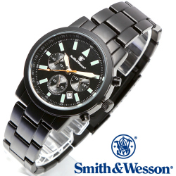 [正規品] スミス＆ウェッソン Smith & Wesson クロノグラフ ミリタリー腕時計 PILOT WATCH CHRONOGRAPH BLACK SWW-169