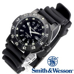 [正規品] スミス＆ウェッソン Smith & Wesson スイス トリチウム ミリタリー腕時計 SWISS TRITIUM 357 SERIES DIVER WATCH RUBBER BLACK SWW-357-R