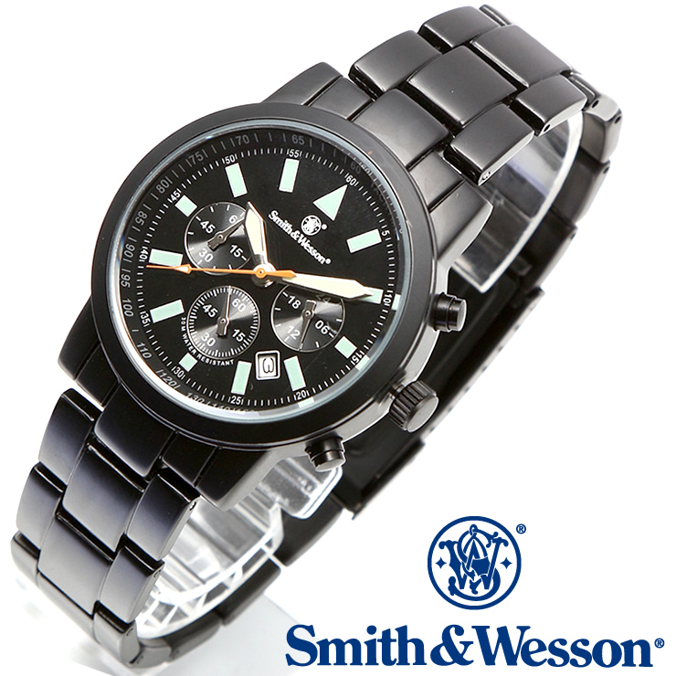 [正規品] スミス＆ウェッソン Smith & Wesson クロノグラフ ミリタリー腕時計 PILOT WATCH CHRONOGRAPH BLACK SWW-169