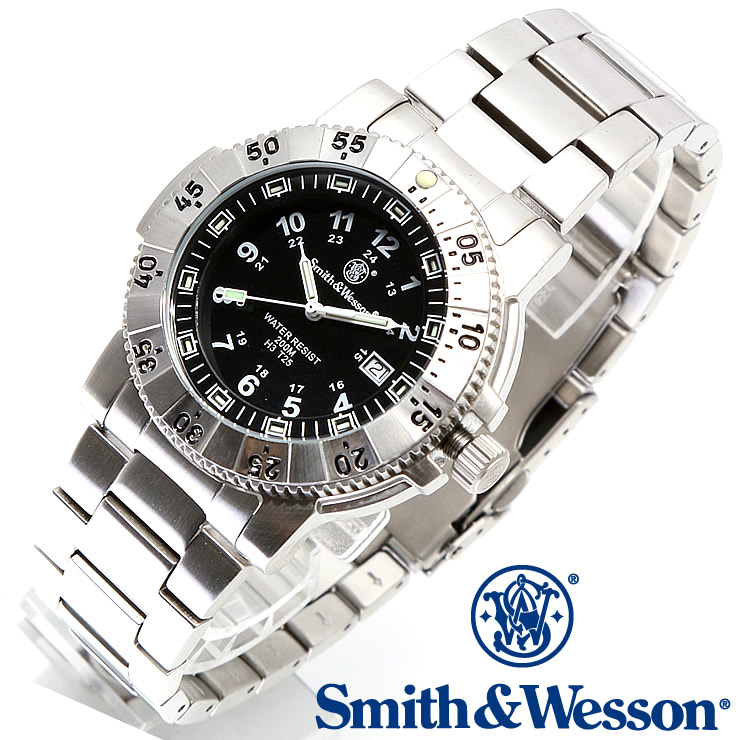 [正規品] スミス＆ウェッソン Smith & Wesson スイス トリチウム ミリタリー腕時計 SWISS TRITIUM 357 SERIES AVIATOR WATCH SILVER SWW-357-SS