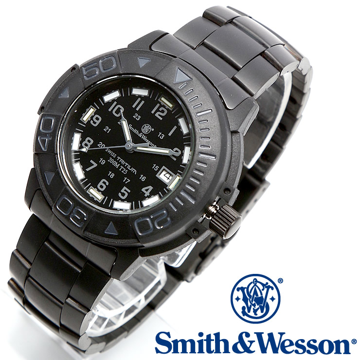 [正規品] スミス＆ウェッソン Smith & Wesson スイス トリチウム ミリタリー腕時計 SWISS TRITIUM DIVER WATCH BLACK/BLACK SWW-900-BLK