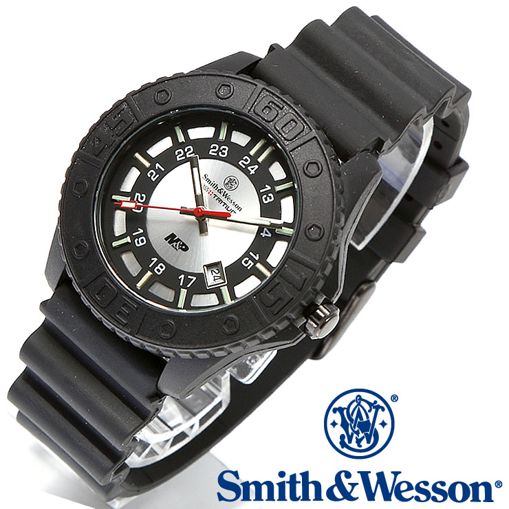 [正規品] スミス＆ウェッソン Smith & Wesson スイス トリチウム ミリタリー腕時計 SWISS TRITIUM M&P WATCH BLACK/SILVER SWW-MP18-GRY