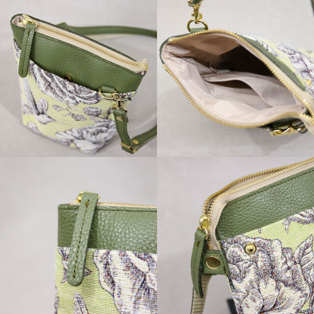 ショルダーバッグ ポシェット 本革 軽量 ゴブラン織り March［マーチ