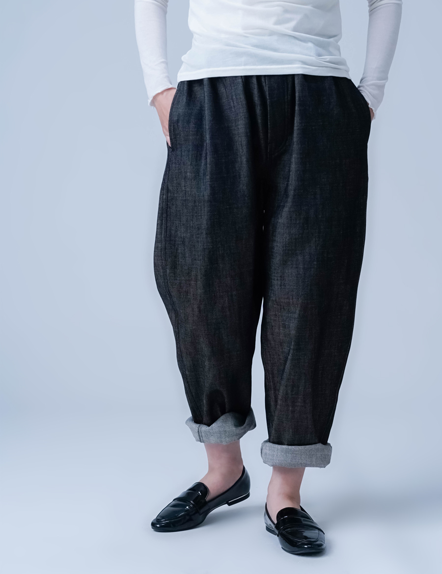 オープン記念価格！【soco】みんな大好き ふわっと穿きやすい デニムパンツ ／ ダークインディゴ b100a-din3