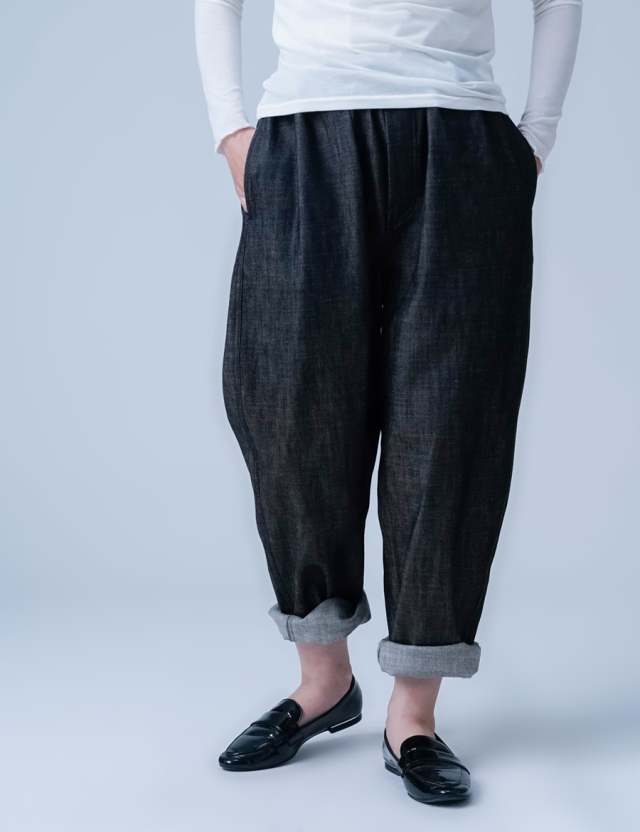 オープン記念価格！【soco】みんな大好き ふわっと穿きやすい デニムパンツ ／ ダークインディゴ b100a-din3