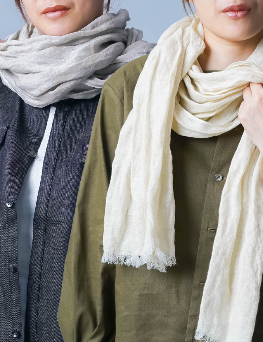 【素肌が呼吸する】驚くほど軽い、インドリネン・エアリーストール ／ 2色展開 z099z