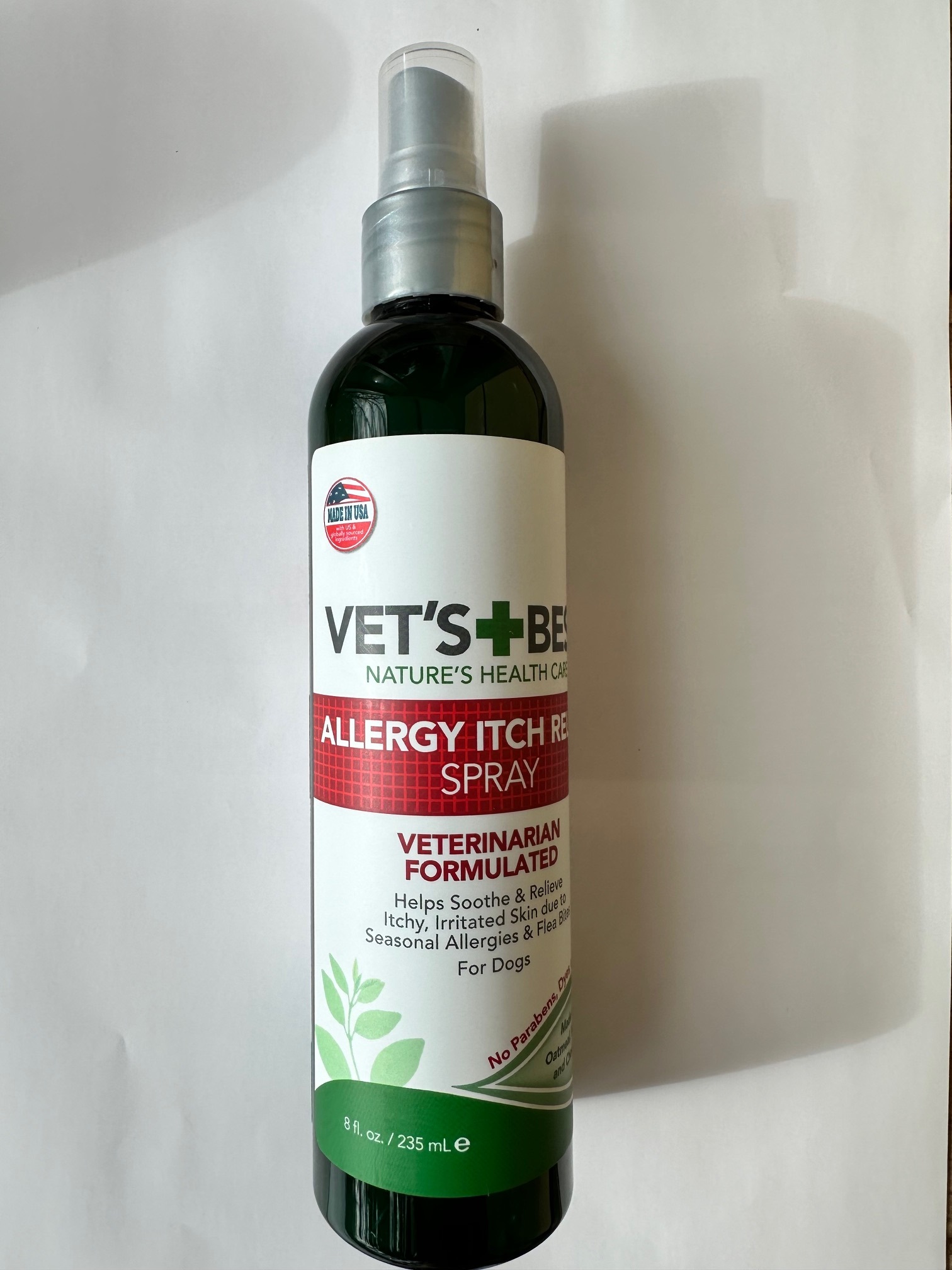 ベッツベスト Vet's Best アレジーイーチリリーフスプレー 235ml 犬用 アレルギー用スプレー アルコールフリー オートミール ティーツリーオイル ニームオイル アロエベラ カモミール 花粉 ノミ刺され 季節性アレルギー アレルギー性皮膚炎 痒み 炎症 緩和 保湿剤