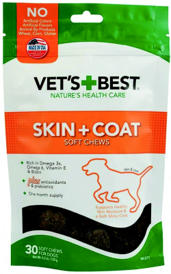 ベッツベスト スキンコートサポート 犬用 30粒 チュアブル 皮膚 被毛の健康 亜麻仁 フラックス オメガ６脂肪酸 オメガ３脂肪酸 ビオチン 亜鉛 ビタミンE 毛量減 乾燥 痒み 健康な被毛 天然オーシャンケルプ NSSC 馬鈴薯澱粉 乾燥鶏レバー