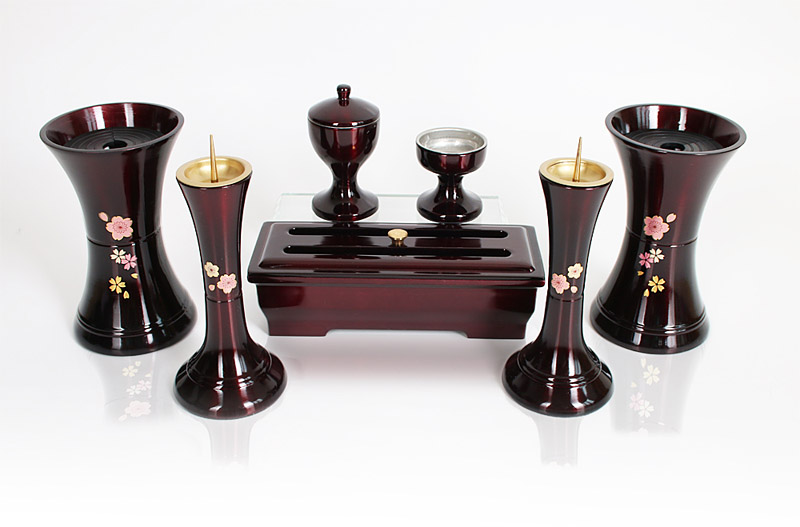 さくら/ワイン☆軽くて扱いやすい仏具/蒔絵調デザイン