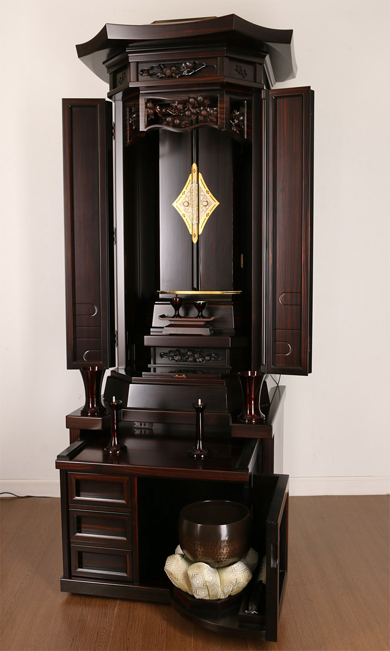 本黒檀中古本金箔厨子型仏壇【中古仏壇】