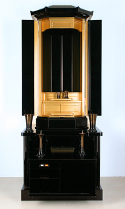 美品！漆調黒塗り経机収納型仏壇【中古仏壇】