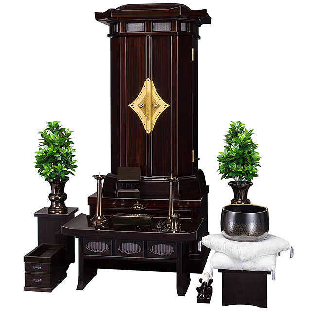 全身ななめ閉じ仏具設置例