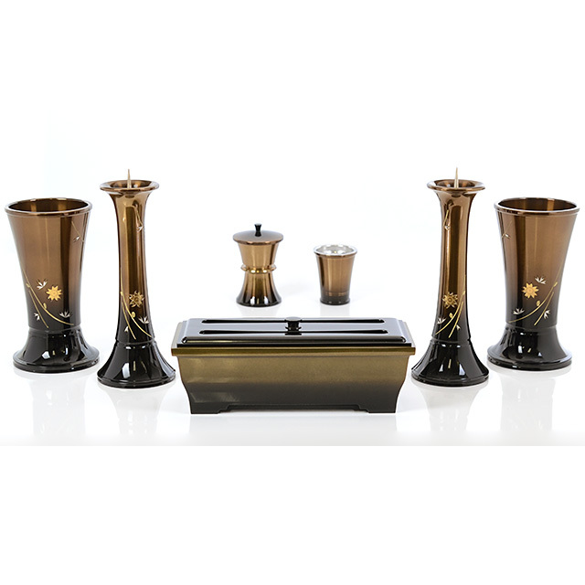 華型 ワイン色 桜彫金 4.0寸～5.3寸 7具足セット | 創価学会仏壇・仏具