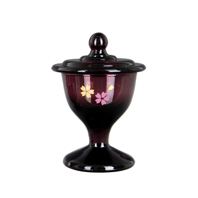 くもりガラス製仏器 ワイン桜