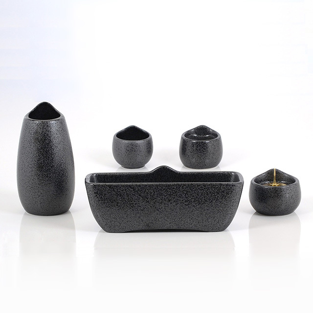 陶器 しずく ブラック 3.0寸～3.5寸 5具足セット