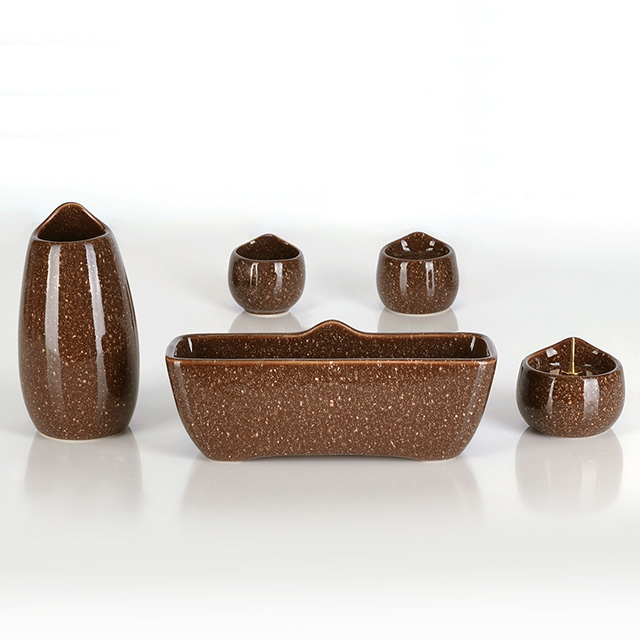 陶器 しずく ブラウン 3.0寸～3.5寸 5具足セット