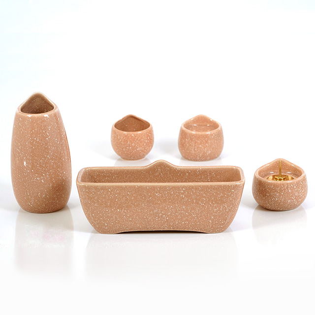 陶器 しずく ベージュ 3.0寸～3.5寸 5具足セット