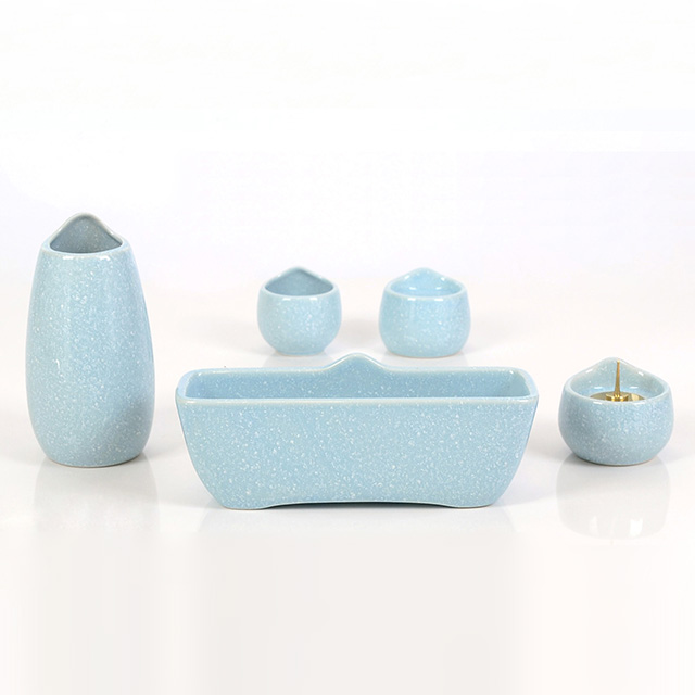 陶器 しずく ブルー 3.0寸～3.5寸 5具足セット