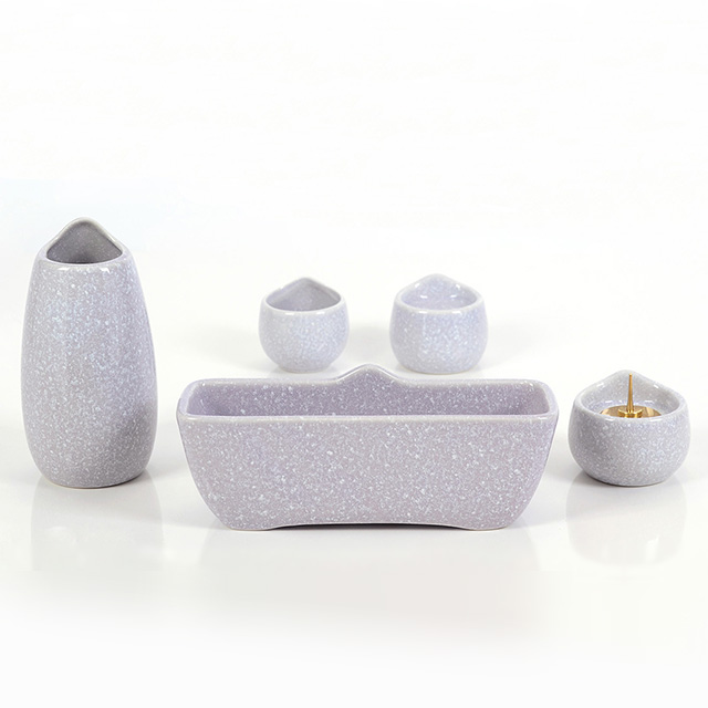 陶器 しずく パープル 3.0寸～3.5寸 5具足セット