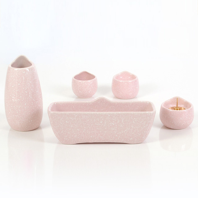 陶器 しずく ピンク 3.0寸～3.5寸 5具足セット