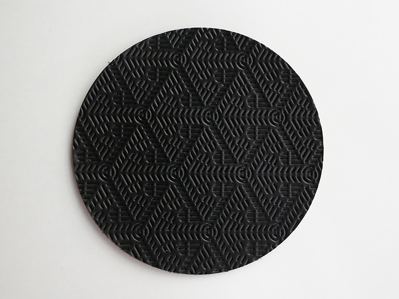 #539　イタリアンプレス革コースター  丸・黒