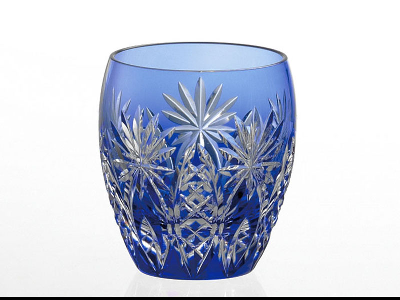 カガミ　T727-2668-CCB　切子ロックグラス　矢来重に星紋
