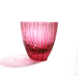 ぐい呑よろけ縞金赤