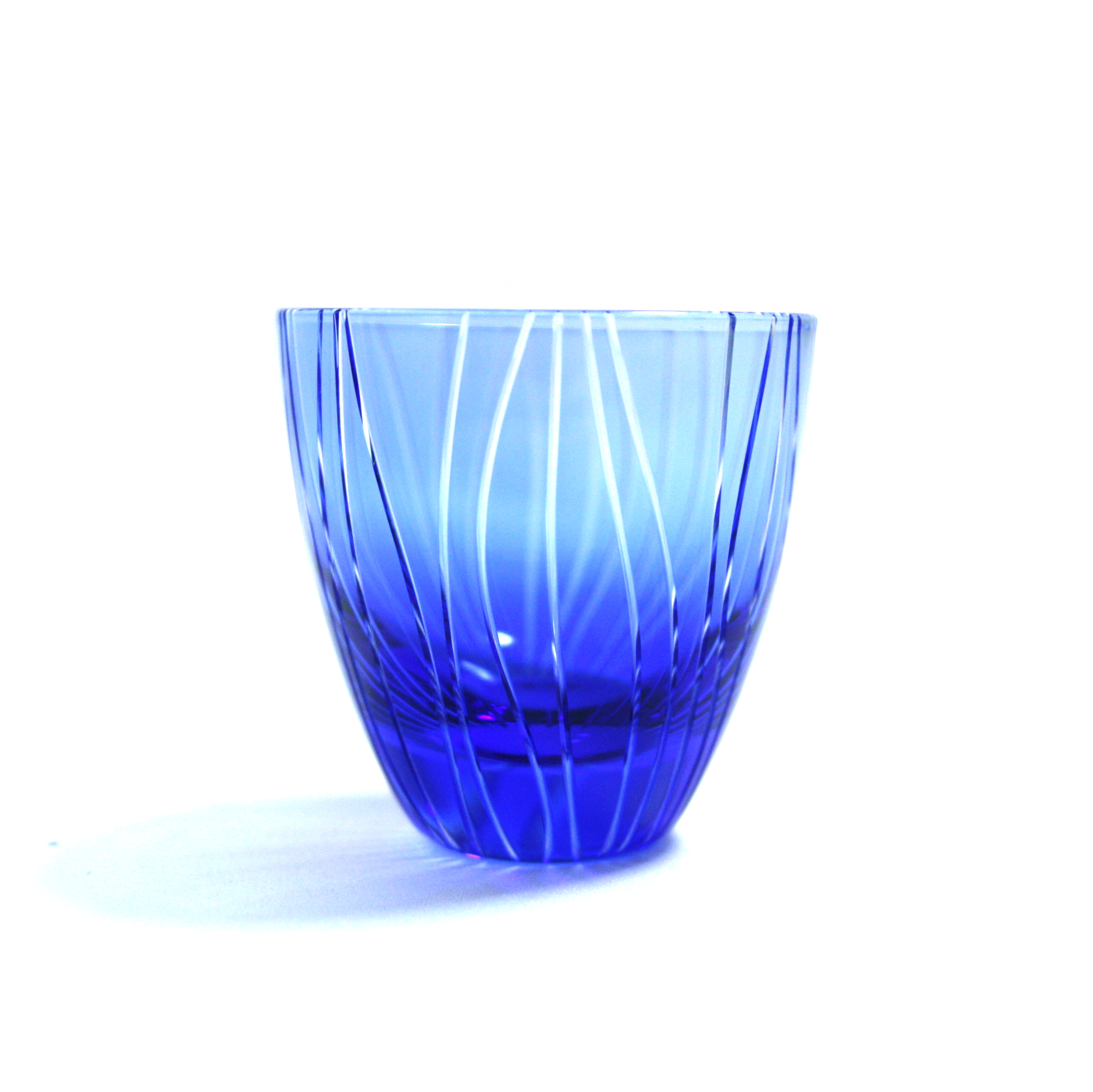 ぐい呑よろけ縞青藍 グラスファクトリー創吉