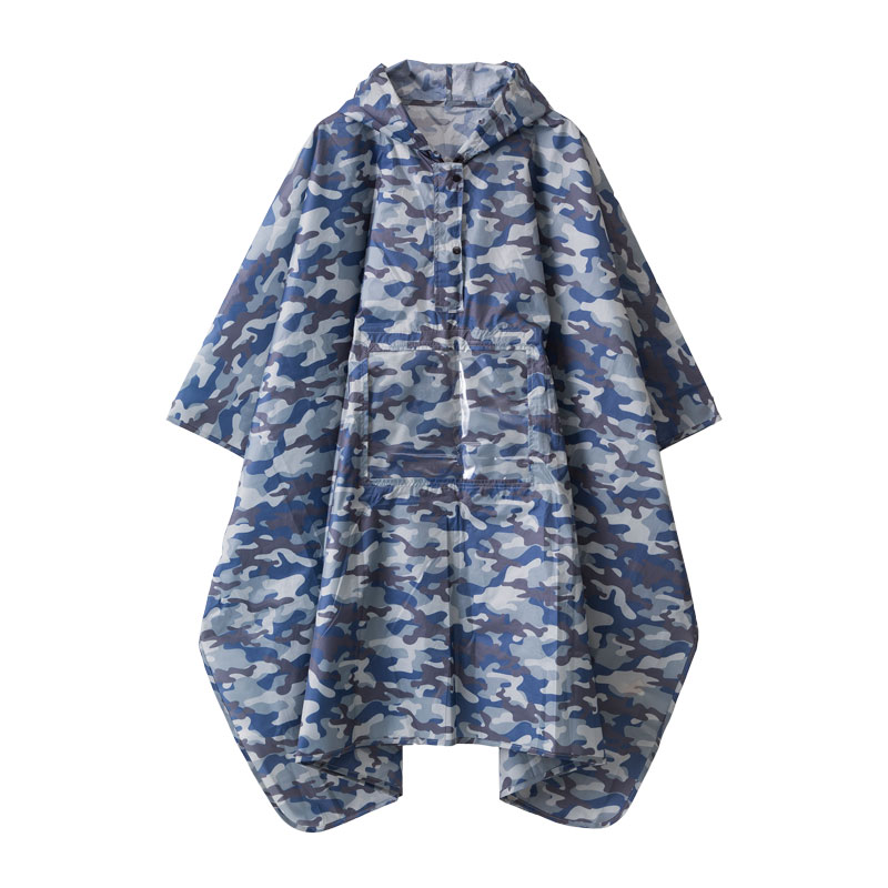窓付きレインポンチョ カモフラ
