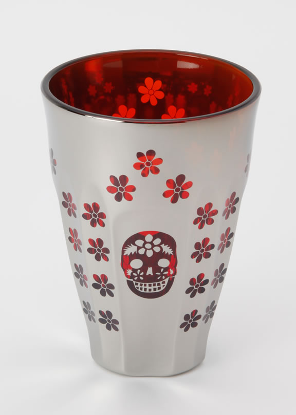 BLACKMETAL WARE/ガイコツ×花 レッド