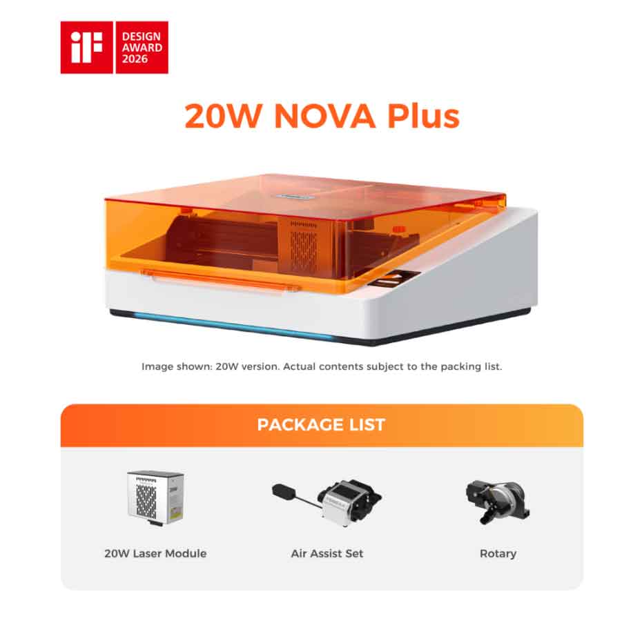 TOOCAA NOVA-20W-Plusパッケージ：AI搭載レーザー彫刻機、クラス1安全規格準拠でデスクトップでの作品制作を楽々