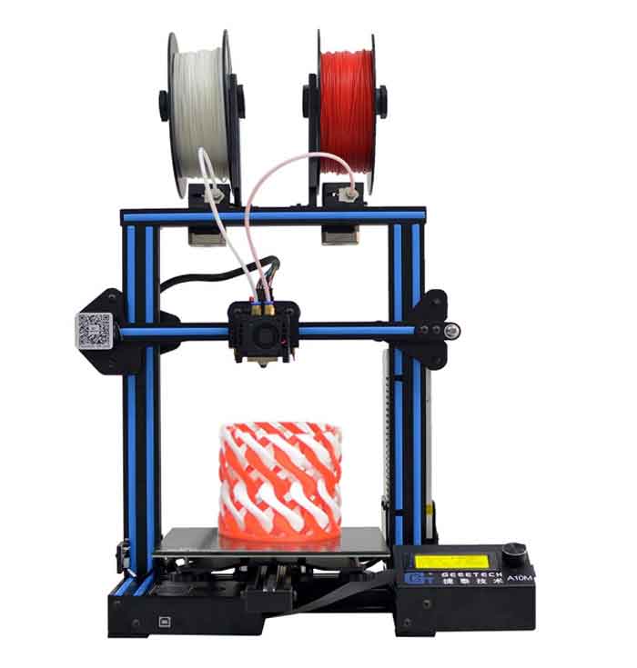 GEEETECH A10M 3Dプリンター半完成DIYキット・デュアルエクストルーダ・ミックスカラー、フィラメント検出および中断復帰機能、Prusa I3半完成DIYキット  220×220×260mm大容量ビルドエリア 3.2インチフルカラータッチスクリーン 停電時復帰機能