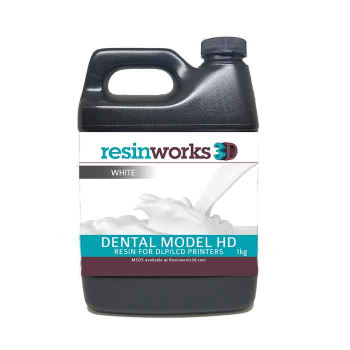 resinworks3D　歯科用モデルHDレジン白1Kg　LCD光造形 3Dプリンター用 (Anycubic Photon、Bean、FlashForge、Phrozen 3Dプリンター、Wanhao、およびその他のLCDベースのプリンター）Dental Model White